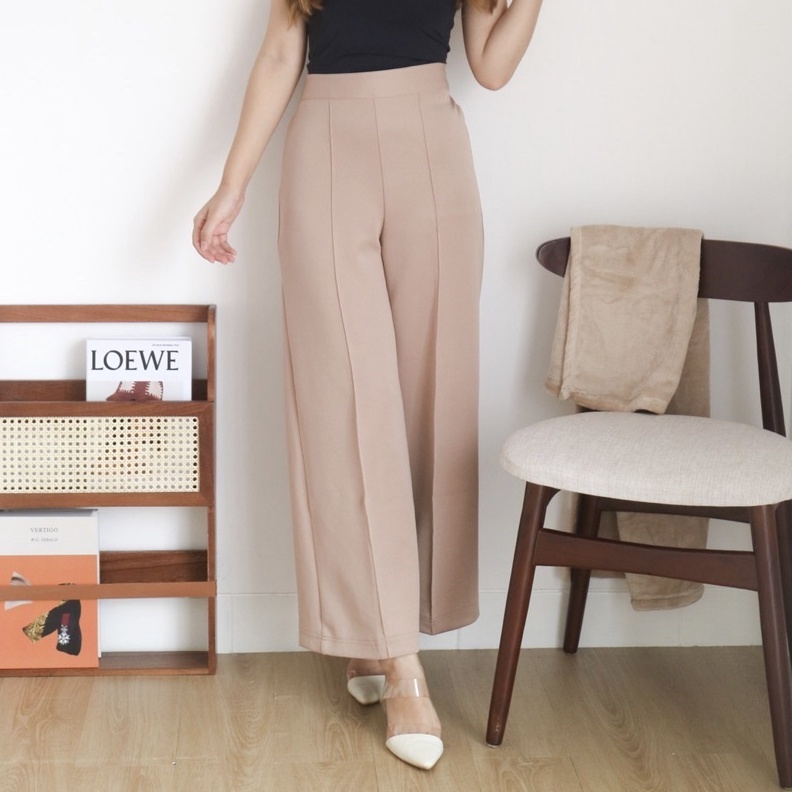 TerbatasSyafita - Celana Kulot Highwaist Wanita Kekinian Long Cullote Scuba Premium Basic Polos Cela