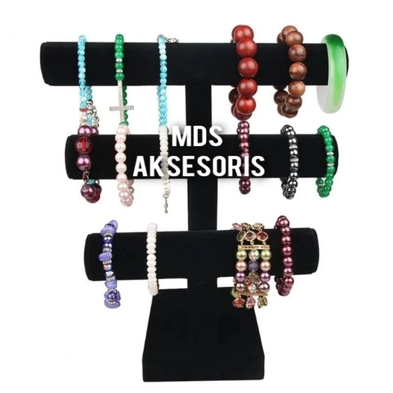 Display Perhiasan Pajangan Aksesoris Rak Gelang dan Kalung 1, 2, dan 3 susun
