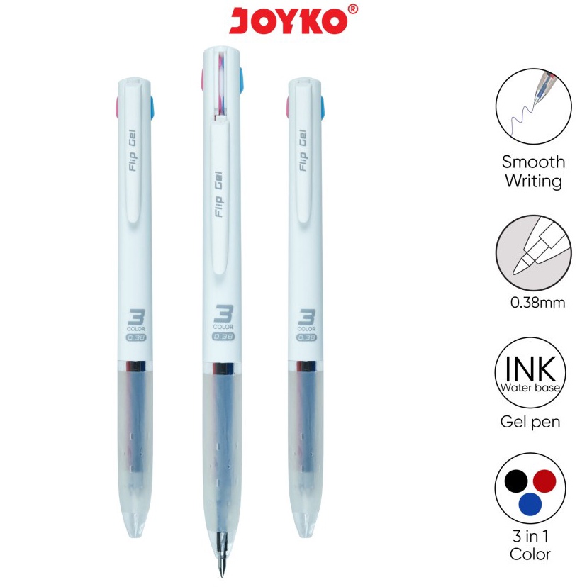 

Promo Gel Pen Pulpen Pena Joyko GP-339 Flip Gel 3 in 1 Color Warna 0.38 mm ➜♪✲❊