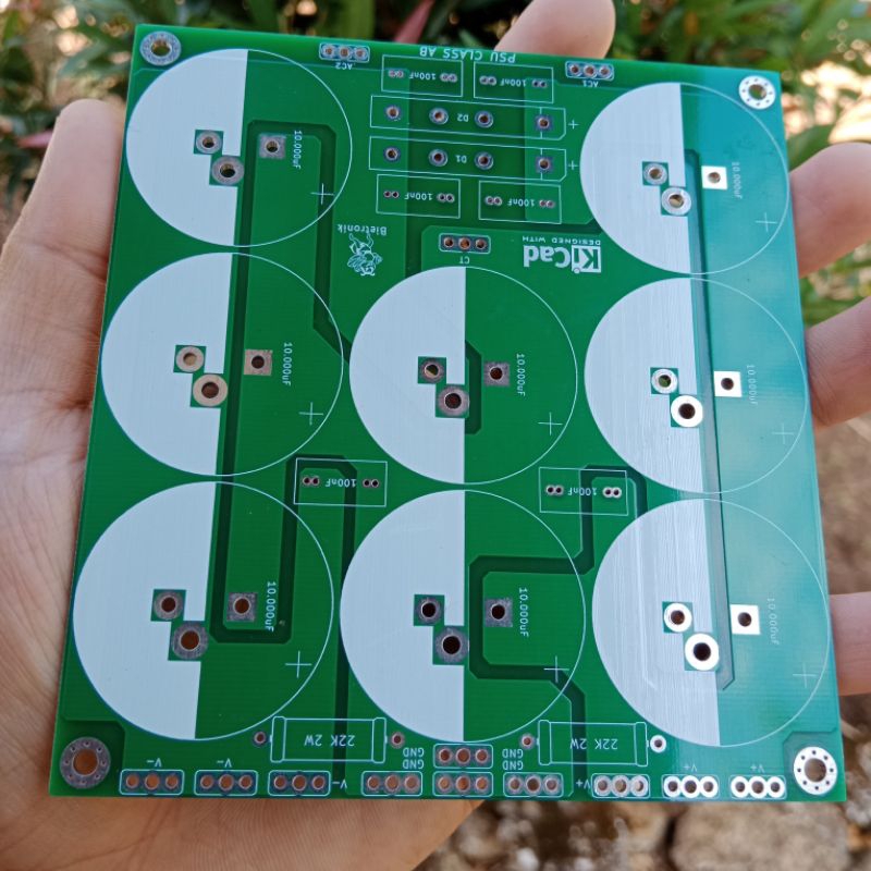 PCB PSU ISI 8 ELKO DOUBLE LAYER PCB PSU 8 ELCO DOBEL LAYER PCB PSU CLASS AB ISI 8 ELKO