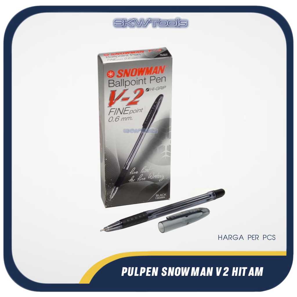 

snowman 1 buah Pen v2 snowman hitam bolpen v 2 higrip bolpoint pena v - 2 pulpen fine point hi-grip pen v-2 per pcs warna hitam