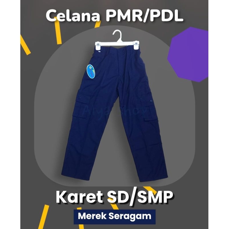 Celana PMR Biru  Karet - Celana PDL Biru Karet SD/SMP|| Merek Seragam|| Celana sekolah / Seragam sek