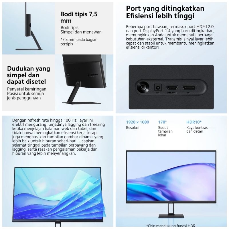 Monitor Xiaomi 27 Inch Gaming Monitor FHD 100Hz IPS A27i Garansi Resmi