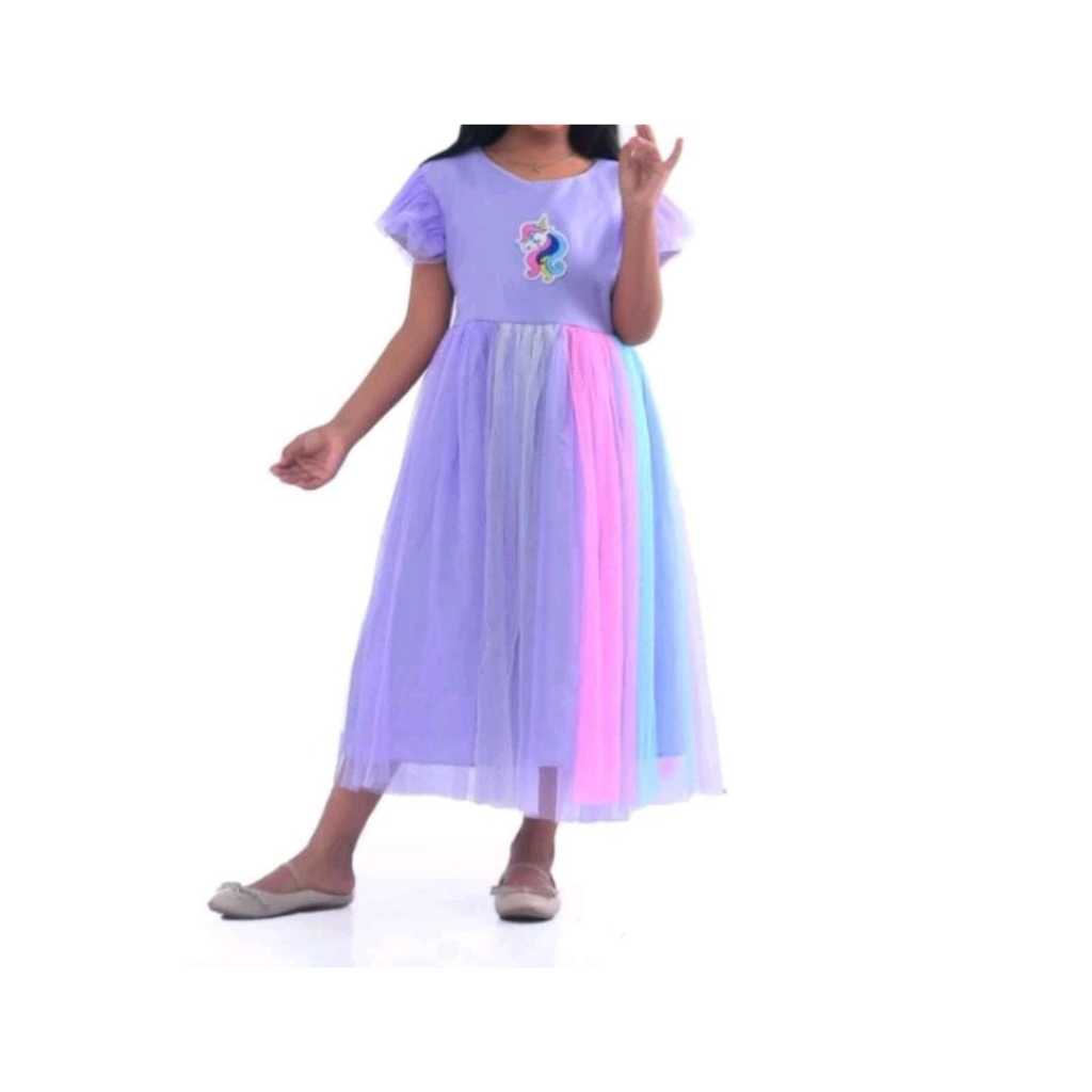 Gaun pelangi anak / Dress kuda poni anak / Baju pesta anak