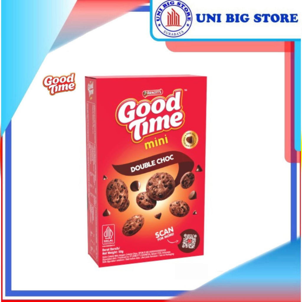 

Good Time Mini Double Choc Chocochips Cookies BOX 50 gr Biskuit Coklat