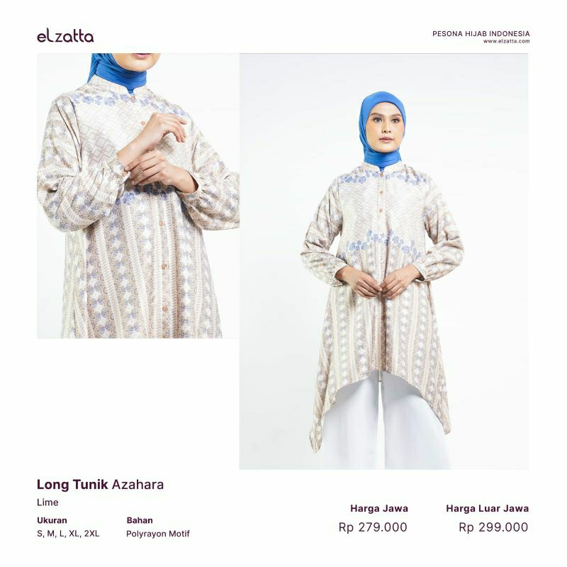 ELZATTA HIJAB LONG TUNIK AZAHARA TUNIK MOTIF TERBARU ELZATTA