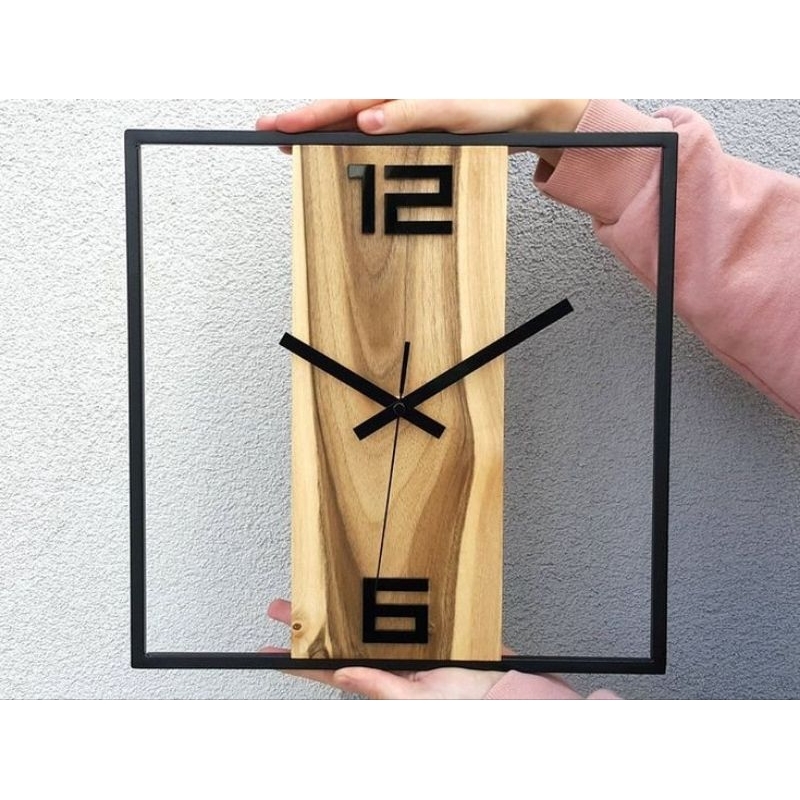 jam dinding kayu jati minimalis