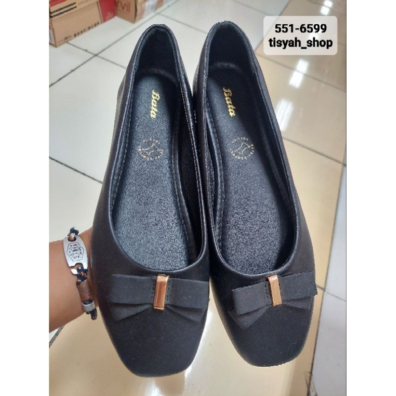 Sepatu Flat shoes Bata Wanita Black Bindi 551-6599