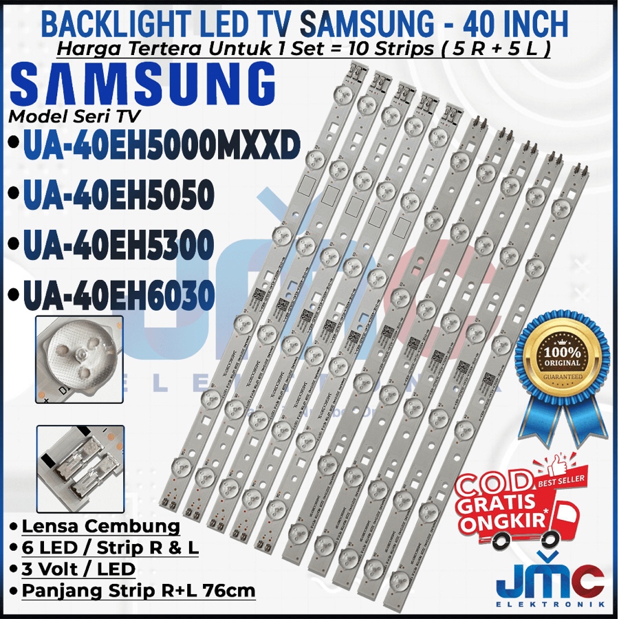 BACKLIGHT TV LED SAMSUNG 40 INCH 40EH5000M 40EH5050 40EH5300 40EH6030 UA40EH5000M UA40EH5050 UA40EH5