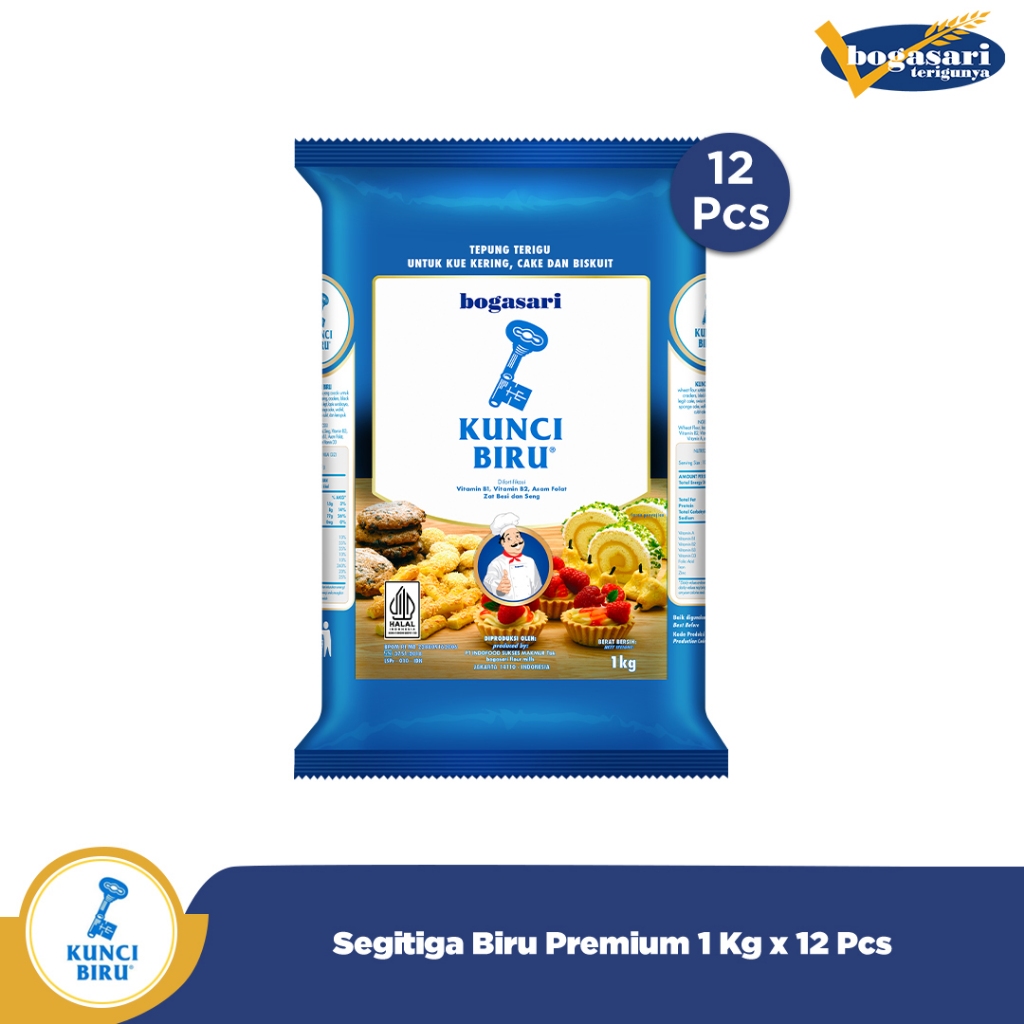 

Bogasari Kunci Biru Premium 1 Kg x 12 Pcs