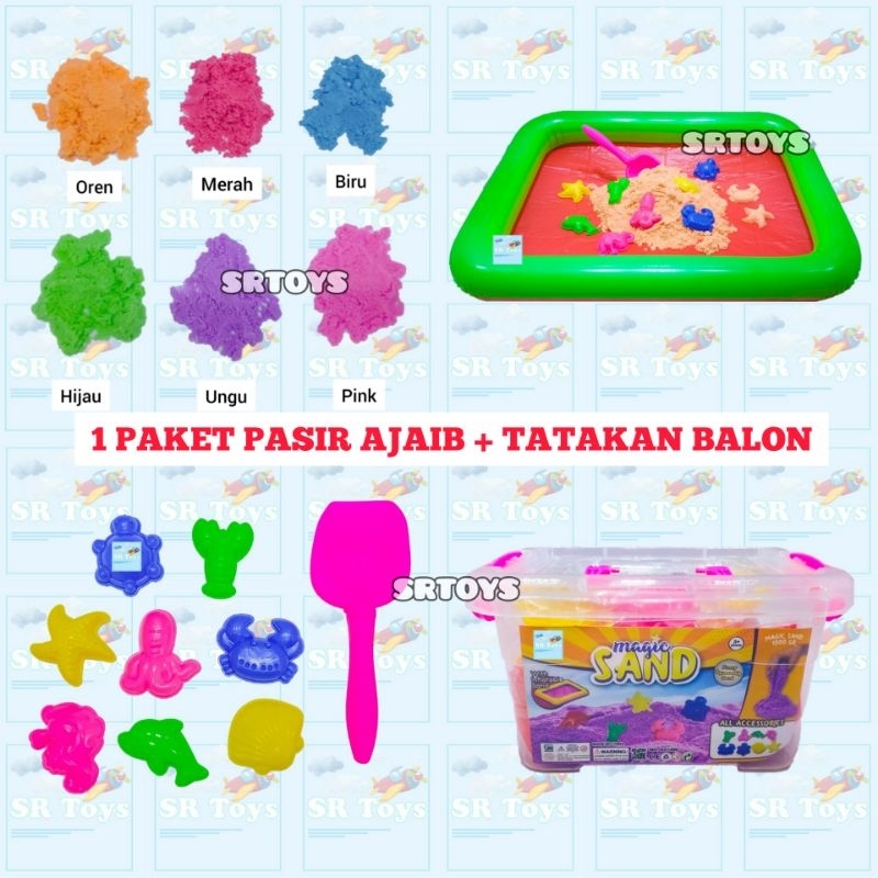 PROMO 1 SET PASIR AJAIB / MAGIC SAND 1 KG bisa 2 Warna TATAKAN BALON COD