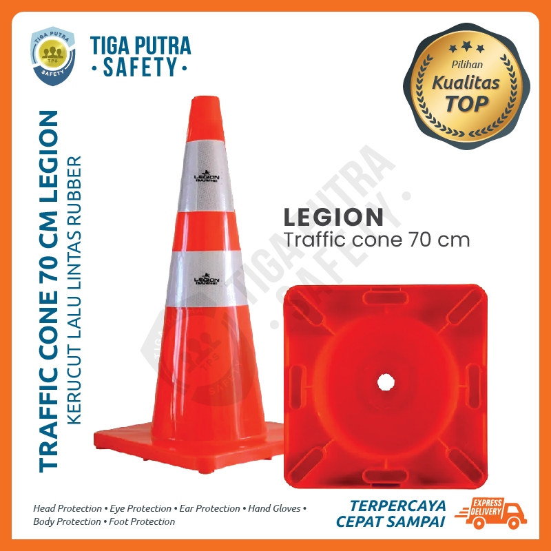 Traffic Cone Karet Rubber 70 cm / Kerucut Lalu Lintas Legion