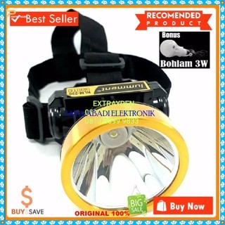 G225 ORIGINAL Lampu senter kepala pala cas casan headlamp head lamp baterai putih kuning led TERANG