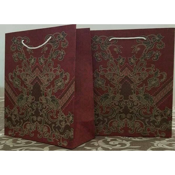 Tas Kertas souvenir Motif Batik 1 Pack isi 12 Pcs/paper bag batik/tas kado batik