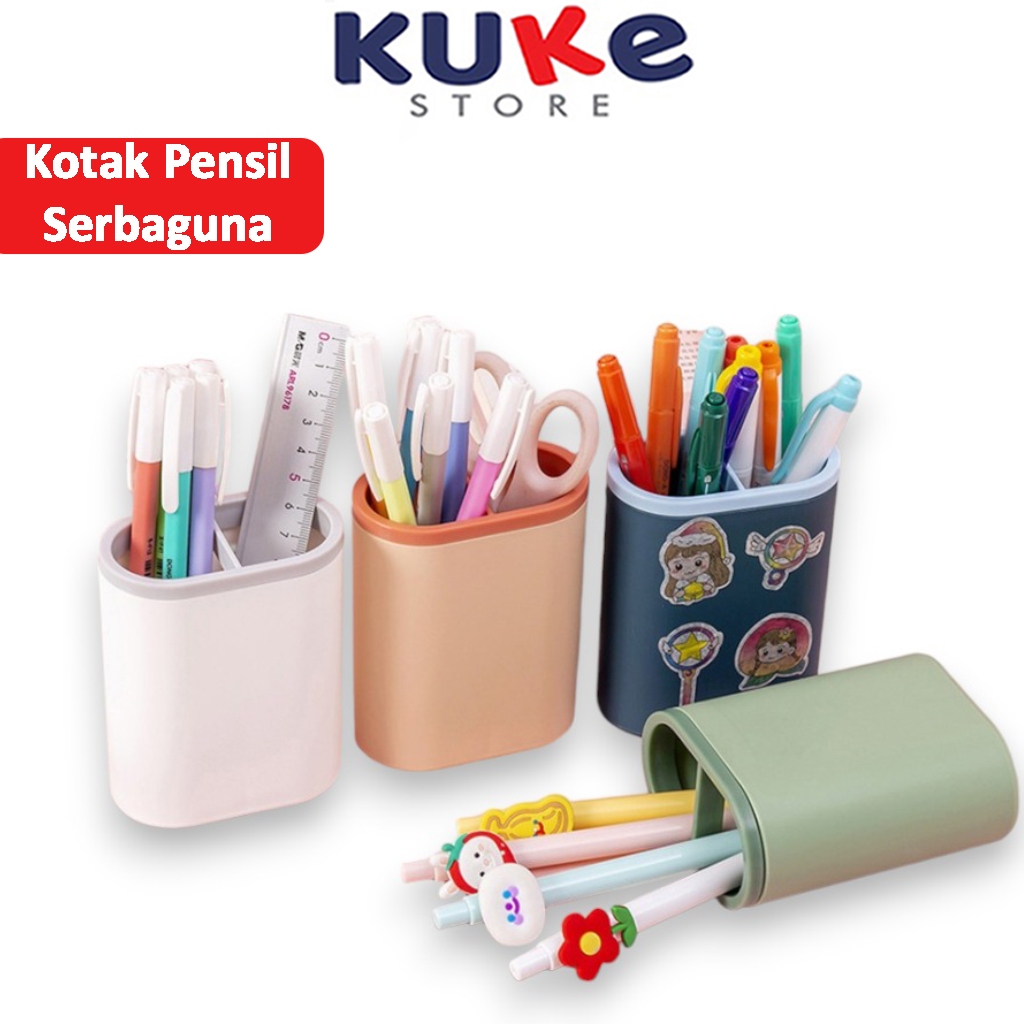 

KUKE Wadah Kotak Pensil Serbaguna / Tempat Alat Tulis Puplen Pena Pensil Stationary Box Lucu Model Aesthetic / Stuff Kantor Meja Belajar Make Up Multifungsi