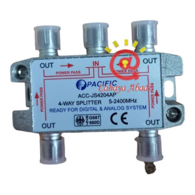 Splitter Spliter TV Antena PACIFIC 4 Way 4 Cabang