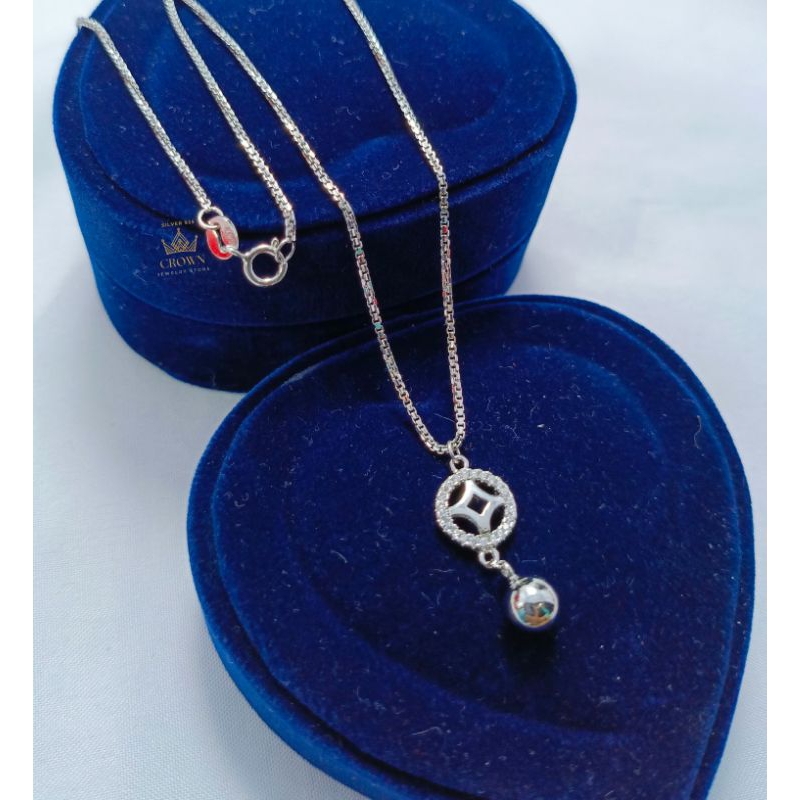 kalung silver 925 model koye bulat permata lonceng