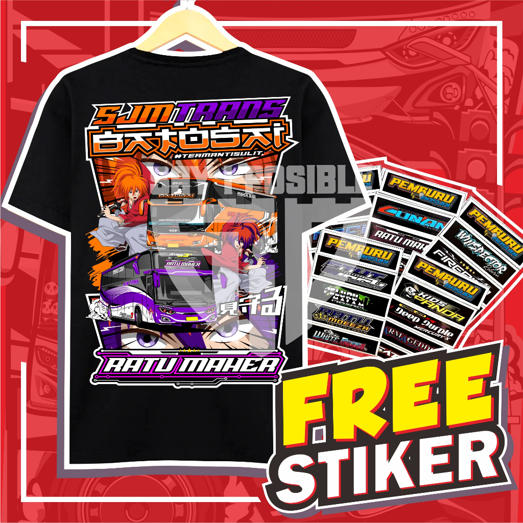 ( FREE STIKER ) KAOS BIS SJM TRANS MAHER X BATOSAI KAOS BISMANIA ANAK DAN DEWASA BUSMANIA sjm trans
