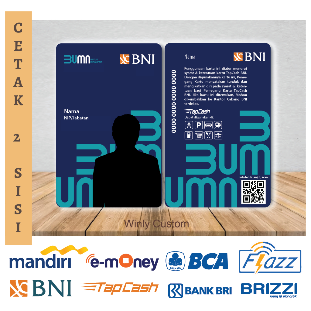 KARTU E MONEY ID CARD BUMN BANK BNI KARTU PEGAWAI BUMN E TOLL KARTU PEGAWAI BUMN NEW TERBARU- 2 SISI