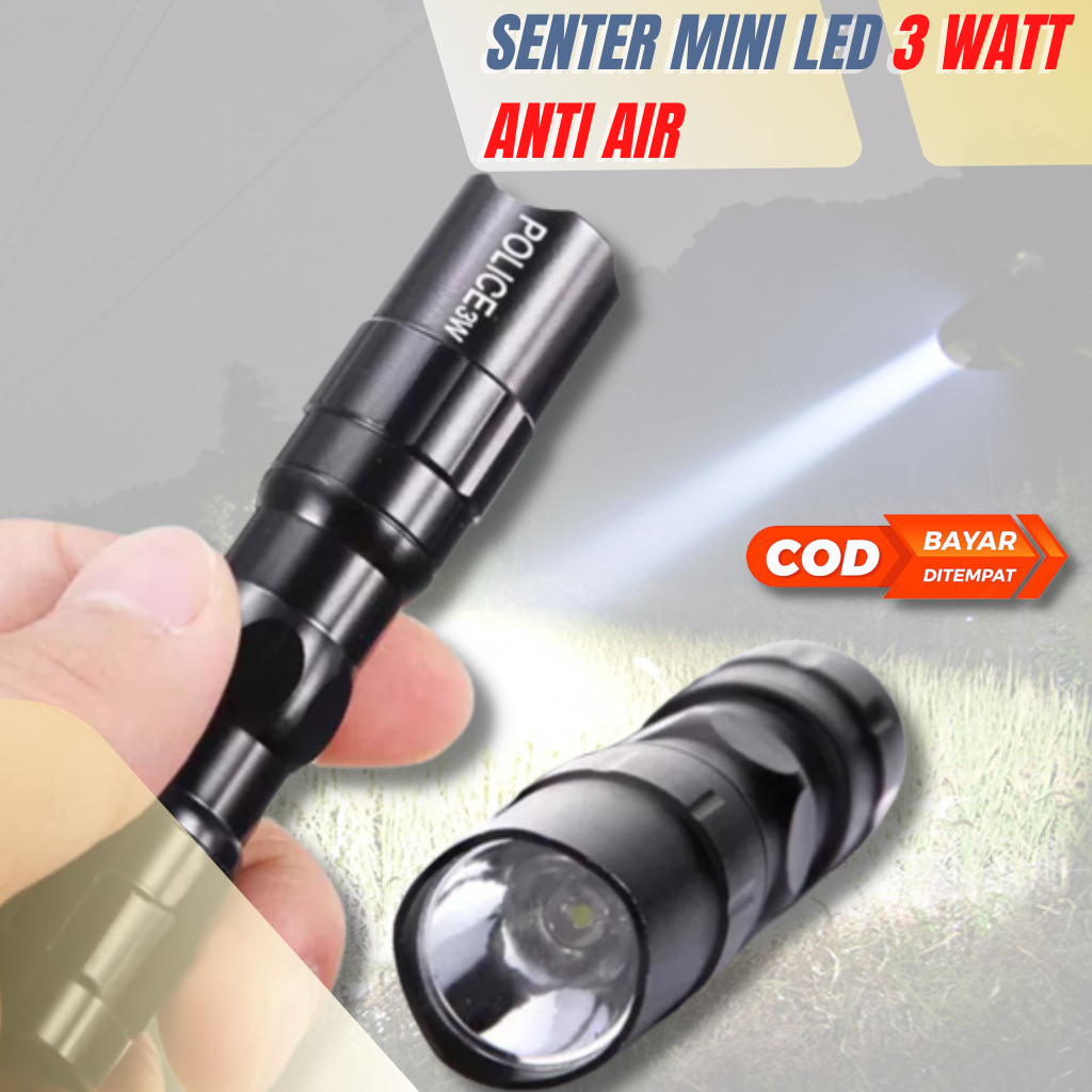 Senter Mini Led Swat Police Jarak Jauh Anti Air