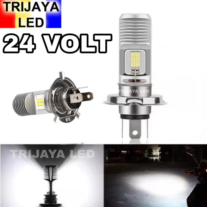 Lampu LED Utama Depan 24 Volt H4 Laser Gun G12A 12 Mata Titik High Low Putih D3 Truk Bus Fuso Canter