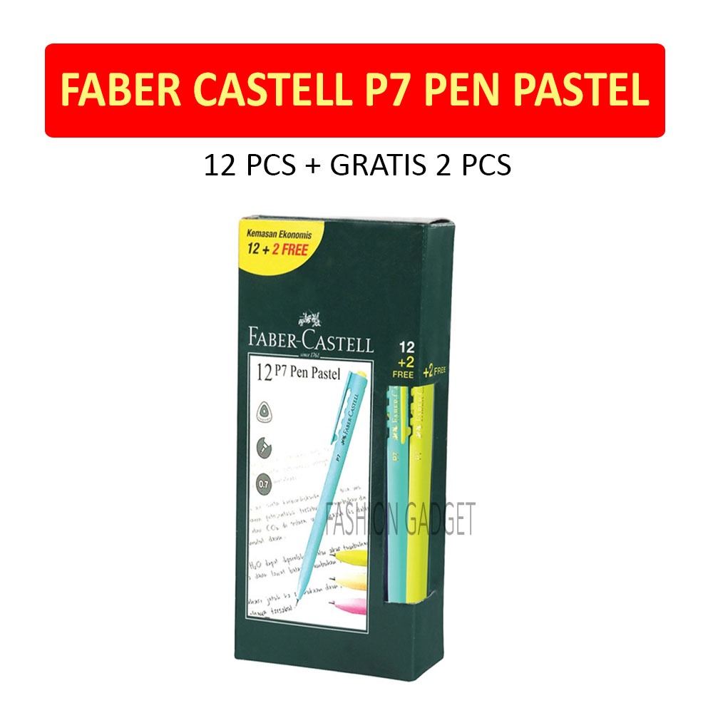 

Pulpen Faber Castell P7 Pena Pastel 1 Box Isi 12 + Gratis 2 Tinta Hitam 0.7mm Bolpen Ball Pen Pulpen 1 Pack Murah