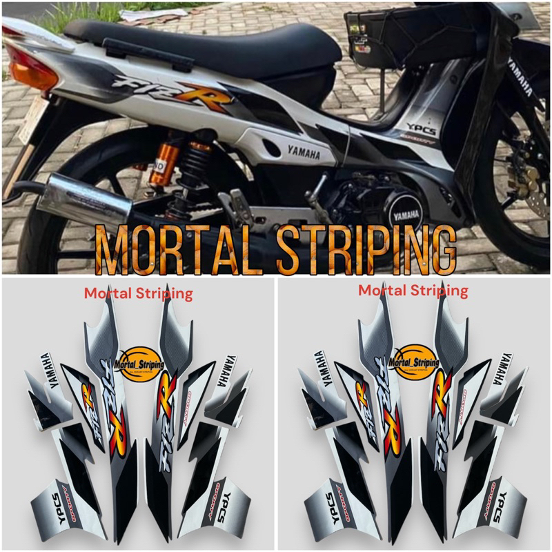 STIKER STRIPING LIS BODY MOTOR F1ZR FIZR SPORTY 2001 PUTIH HITAM