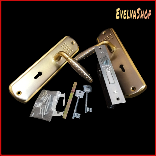 Handle Pintu Top Grande Dus Hijau Kuning Gagang Pintu Full Set Tanpa Silinder Kunci