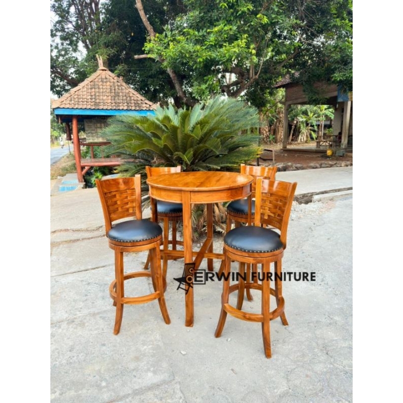 Set meja mini bar putar - kursi bar putar - bar stol putar - kursi bar