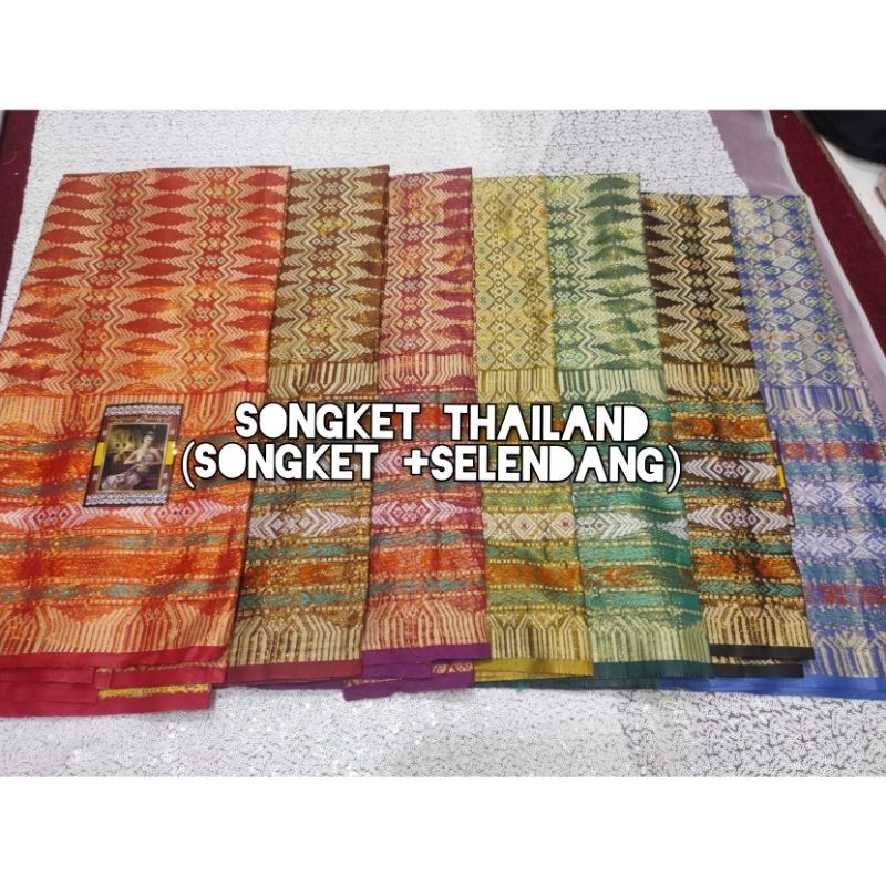 Kain Songket set selendang / Bahan songket selendang Thailand /Bahan kain Rok kebaya / Bahan Kain So