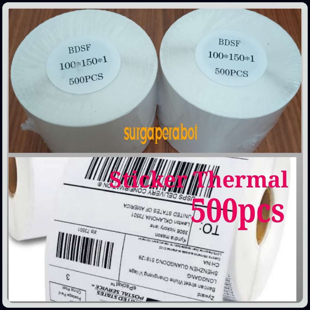 

PROMO HARI INI Kertas Sticker Thermal Label Barcode 500 pcs 100x150 / 10x15 cm Stiker gas !!