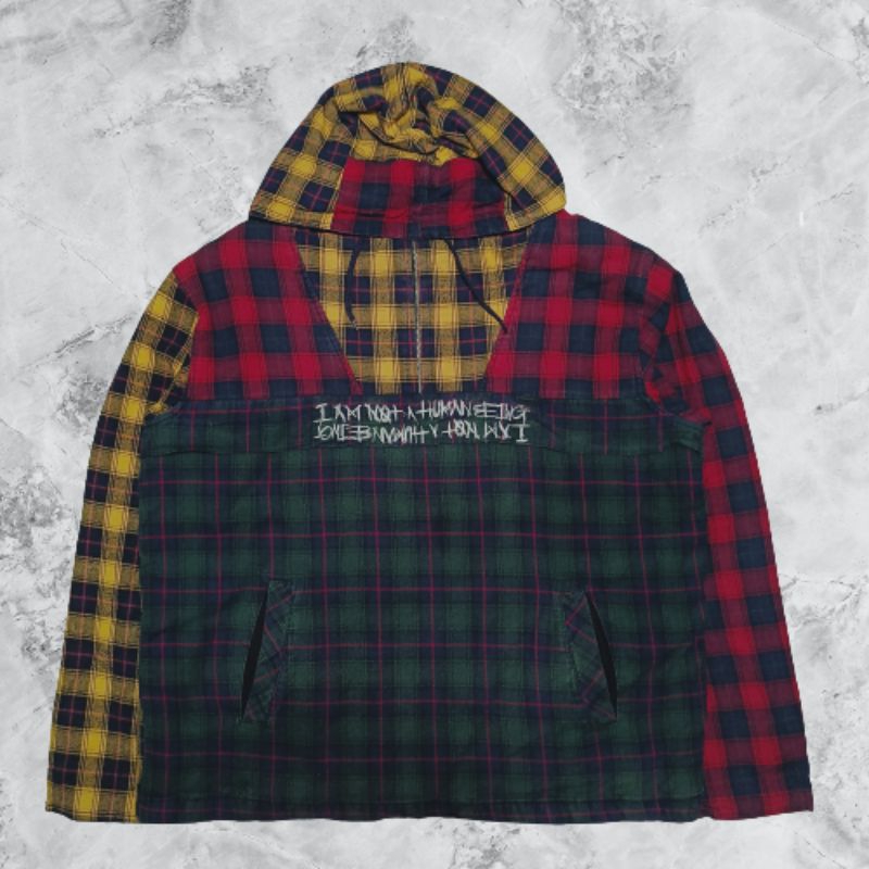 Hoodie I AM NOT A HUMAN BEING Halfzip Flannel Longsleeve Jacket