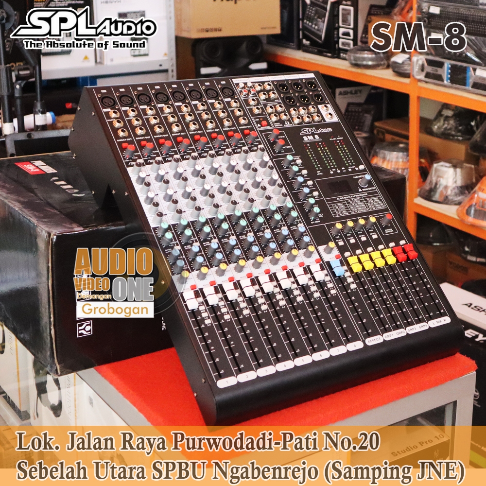 Mixer Spl Audio SM8 Original Mikser Audio 6 EQ 8 Chanel Mic Tone Control Bonus Packing Kayu