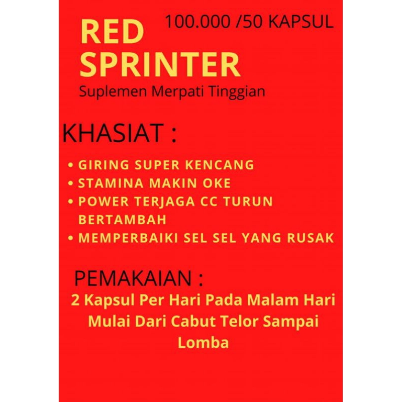 Red sprinter/ red sprinter mexico/ jamu merpati giring keras