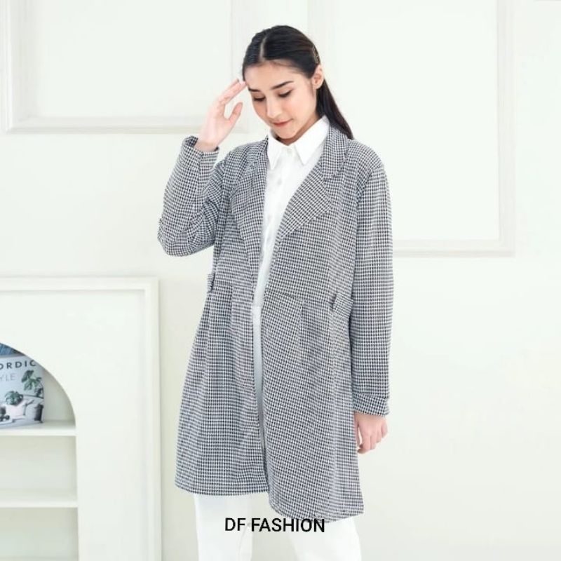 NEW BLAZER DF FASHION / BLAZER KANTOR WANITA / BLAZER MOTIF KOTAK-KOTAK / OUTER WANITA