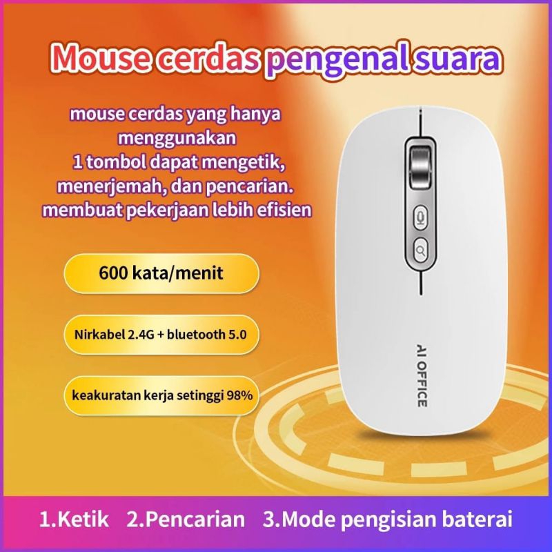 Mouse M108 AI Cerdas Pengenal Suara Rechargeable