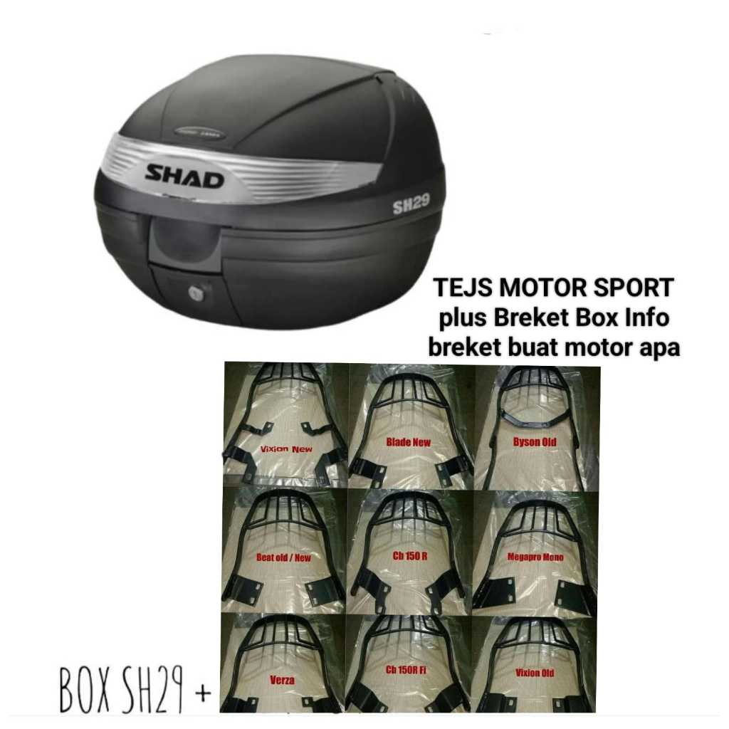 Paketan Box shad 29 plus breket sh 29 shad 29 sh29 komprit SNi mau motor apa chat aja biar sediain b