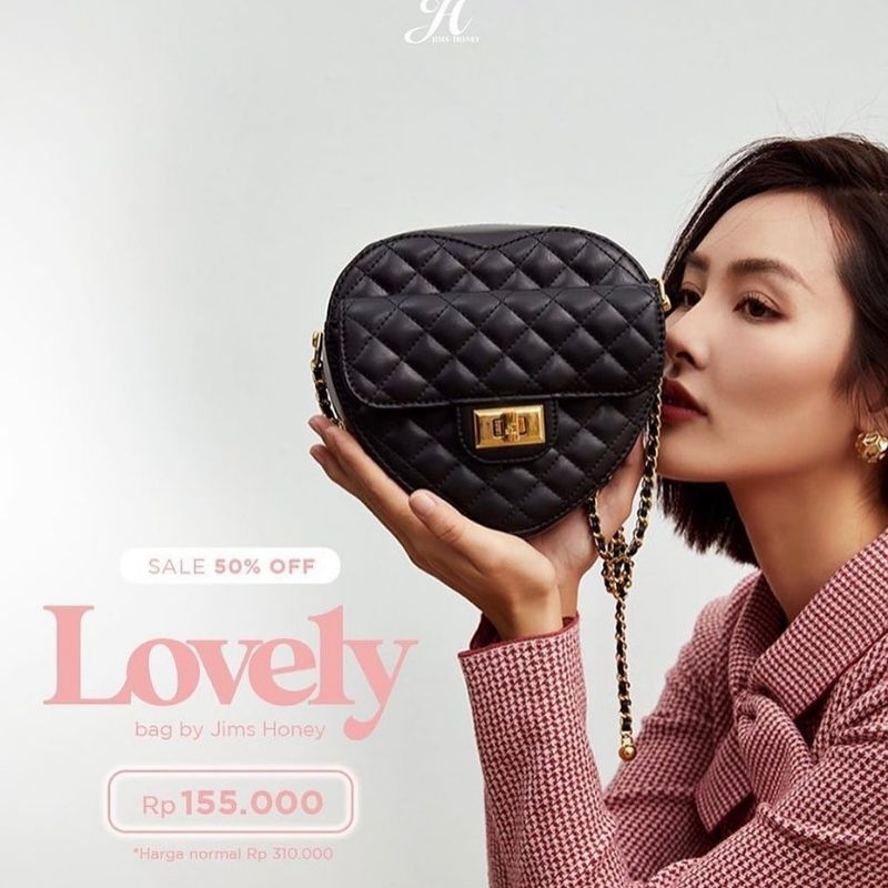 FREE EXCLUSIVE BOX TAS WANITA JIMS HONEY JH LOVELY TAS SLINGBAG LOVE CINTA HATI WANITA UNIK JIMS HON