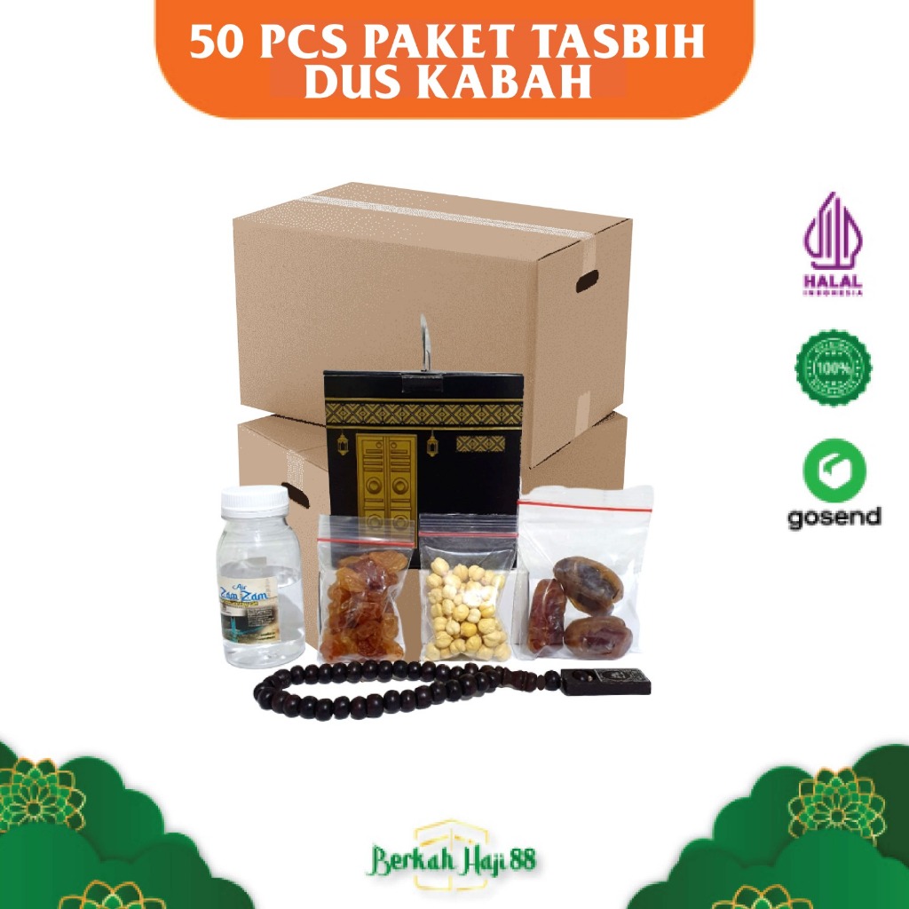 

Oleh-oleh Haji Umroh Paket Dus Kabah + Tasbih Kayu harga Hemat 50 box