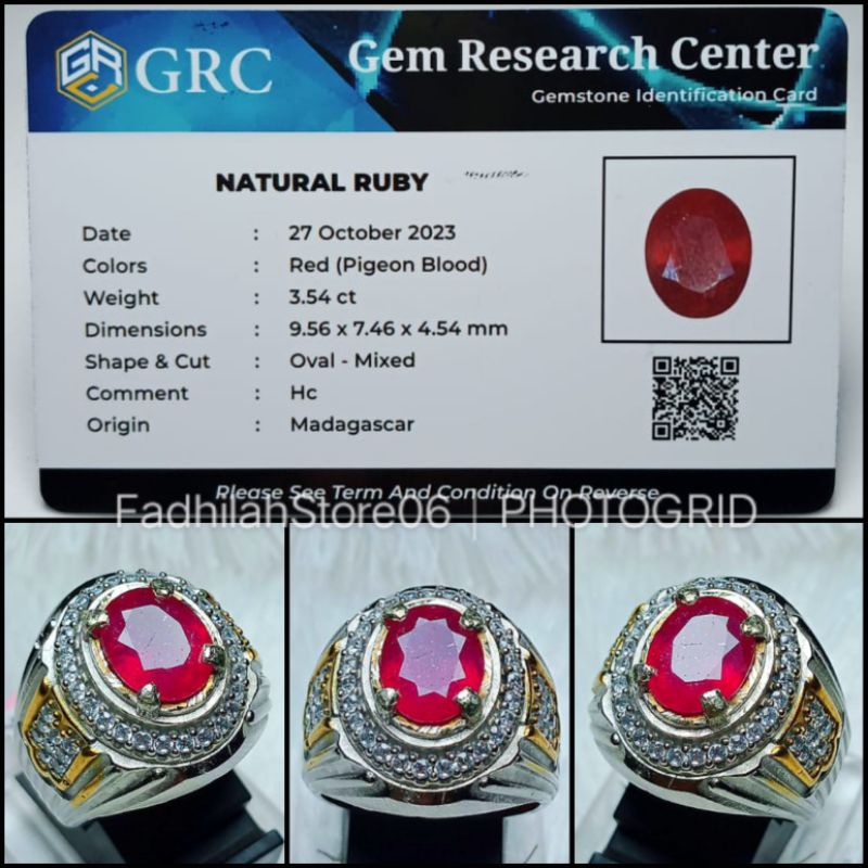 NATURAL RED RUBY PIGEON BLOOD OVAL CUTTING + MEMO LAB