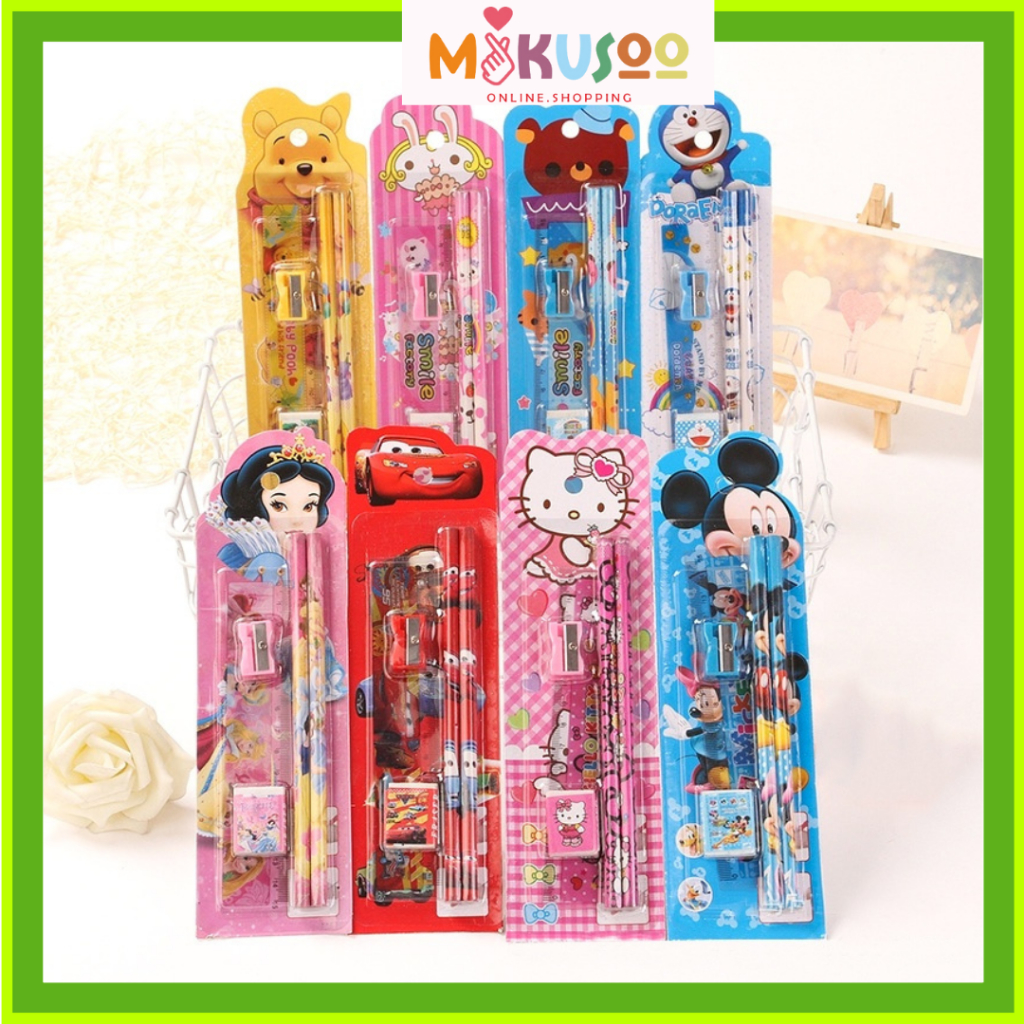 

Mikusoo SET ALAT TULIS SEKOLAH 5 in 1 MINI STATIONERY KARAKTER LUCU