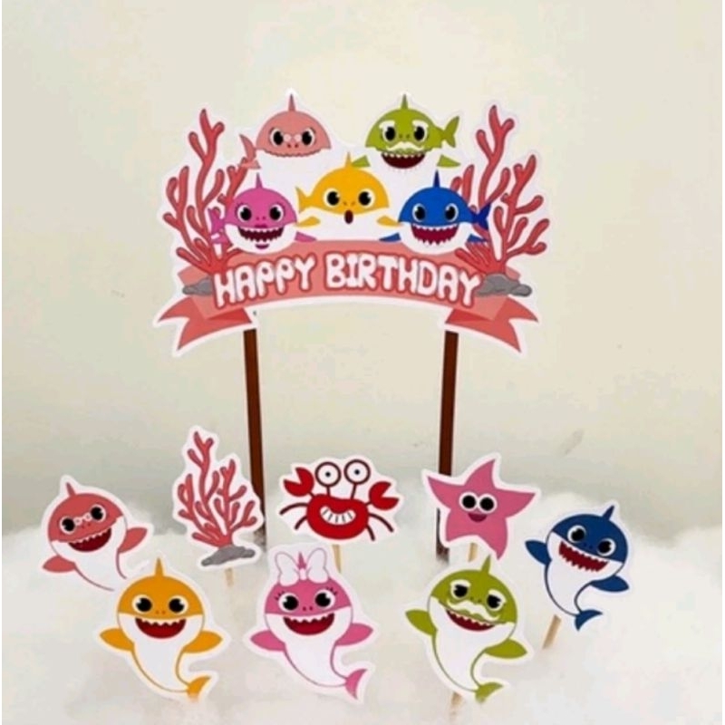 TOPPER KUE / Cake Topper BABY SHARK hiasan kue ulang Tahun