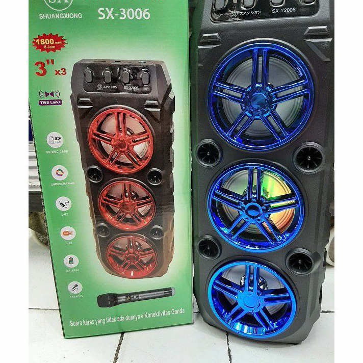 BestSeller COD✅ SPEAKER MINI KARAOKE 3 TINGKAT SX-Y3006 BONUS MICROPHONE - SPEAKER TERBARU mantap sa