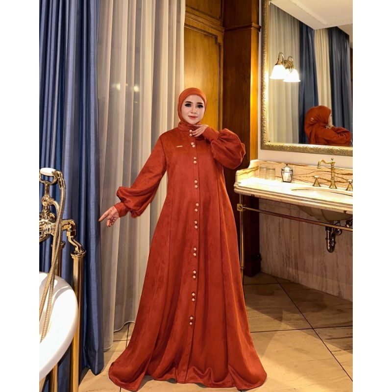 Gamis Suede Kancing ORI Shellasaukia