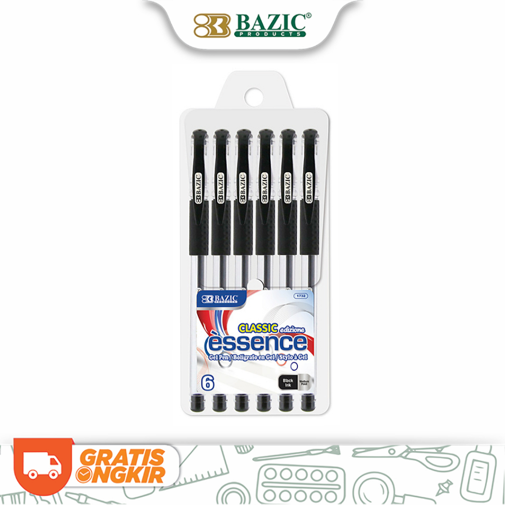 

Bazic Essence Black Color Gel Pen (6 Pcs) - Pulpen / Pena Hitam