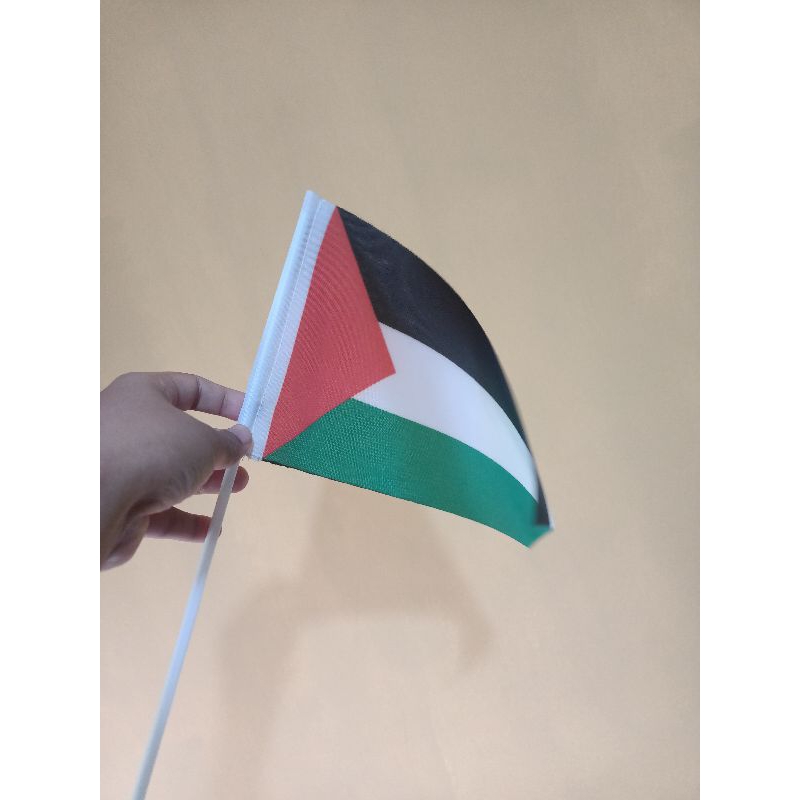 Bendera Tangan Palestina / Bendera Stik Palestina Tangkai Stik Pawai 22x15cm