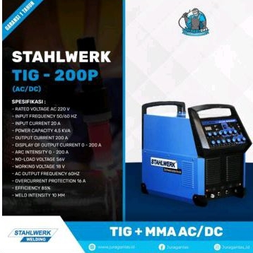 TIG 200P AC/DC Mesin Las Argon Stahlwerk AC/DC Pulse