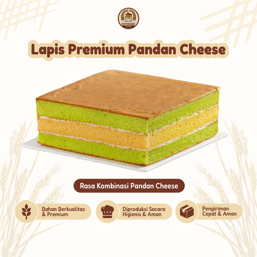 

Kue Lapis Surabaya Rasa Pandan Cheese Premium Lembut Moist