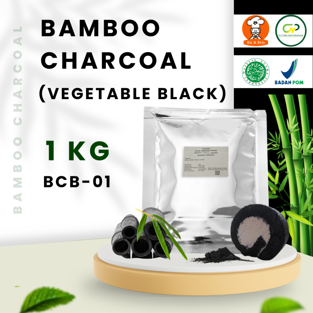 

Bamboo Charcoal 1 Kg/Vegetable Black BCB 01/Pewarna Hitam Alami/Bubuk Arang Aktif/Karbon Aktif/Pewarna Hitam Makanan