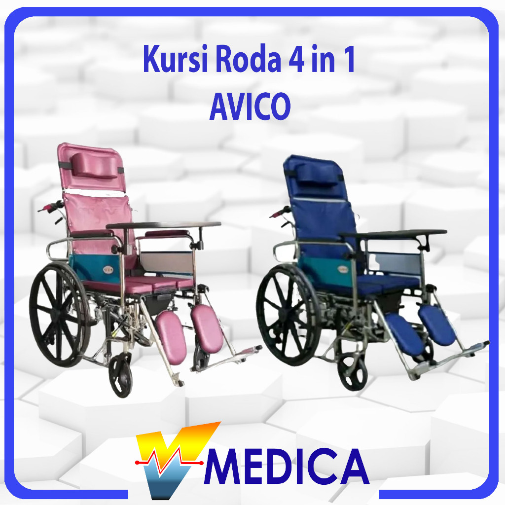 (Instant) Kursi Roda Avico 4in1 Velg Recing / Kursi Roda Lengkap (BAB, Meja Makan dan Rebahan)